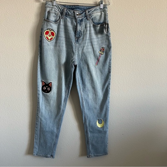 Sailor Moon Icons Embroidered Mom Jeans women’s new - Picture 13 of 16